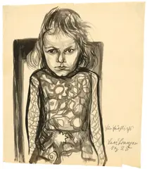 Mädchenbildnis (für Frölichs) by Lea Grundig, 1928, Tusche auf Papier, sold Dec 2017