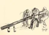 Straßenarbeiter by George Grosz, 1912, Kohle auf dünnem Papier, sold Dec 2007