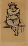 Im Badekostüm by Heinrich Zille, Kohle und weiße Kreide auf dünnem Papier, sold May 2008
