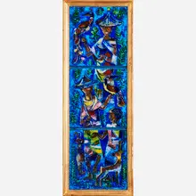 Three-tile untitled panel by Karl Drerup, sold Jan 2018