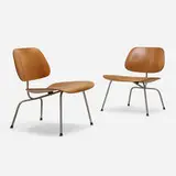 LCMs, pair by Charles and Ray Eames, walnut plywood, chrome-plated steel, rubber, sold Aug 2023