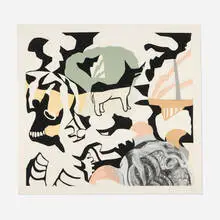 Far Come Near by Dennis Kardon, 1982, paper cutout, mixed media collage, sold Aug 2023