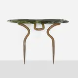 Danny Lane, Console, 1992, enameled steel, Borosilicate glass