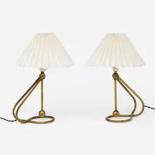Tilting lamps model 306, pair by Kaare Klint, brass, parchment, sold Aug 2023