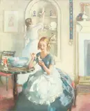 The China Ornaments, to be sold together with a collection of prints and two watercolour sketches by the same hand by Walter Ernest Webster, oil on canvas, sold Apr 2015