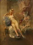 Rae Reclining Nude by Walter Ernest Webster, oil on canvas, sold Apr 2015