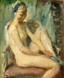 Nude Studies (a pair), to be sold together with two further oil on canvas nude sketches by Walter Ernest Webster, oil on canvas, sold Apr 2015