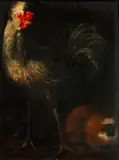 A cockerel and a guinea pig by Italian School, oil on canvas, offered Apr 2015
