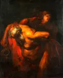 Drunken Silenus held up by his companions by Peter Paul Rubens, oil on canvas, sold Apr 2015