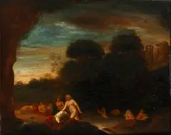 Nymphs surprised bathing by Cornelis van Poelenburgh, oil on panel, sold Apr 2015