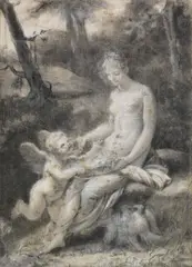 An Allegory of Love by Pierre-Paul Prud'hon, black and white chalk on faded blue paper, sold Apr 2015