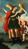 Archangel Gabriel with the Christ Child by Italian School, oil on canvas, sold Apr 2015