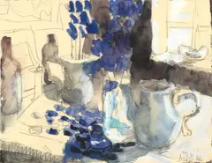 Stilleben by Klaus Fußmann, 1996, Aquarell, Deckweiß, Tinte und Bleistift auf Hahnemühle-Bütten, sold Nov 2010