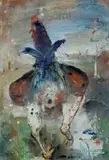Huhn von hinten by Josef Hegenbarth, 1953, Leimfarbe auf Papier, sold May 2011