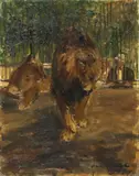 Löwen im Zoo by Otto Dill, 1943, Öl auf Malpappe, sold Nov 2011