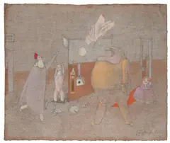Fritz Fröhlich, Die Zeugin des Wunders, 1970, mixed media on paper, mounted on paper; unframed