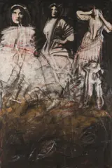 Adolf Frohner, Die Erinnyen, 1991, mixed media on canvas; framed