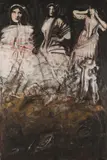 Die Erinnyen by Adolf Frohner, 1991, mixed media on canvas; framed, sold Oct 2026