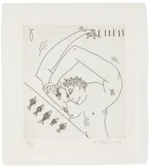 Keith Haring, Untitled (from the series "The Valley"), 1989, etching; framed