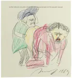 Alfred Hrdlicka, book drawing (from the cycle "Stifter, Wagner"), 1985, mixed media on paper; framed