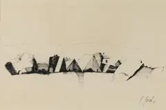 Karl Korab, Häuser im Waldviertel, 1971, India ink on paper; framed