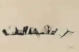 Häuser im Waldviertel by Karl Korab, 1971, India ink on paper; framed, sold Oct 2026
