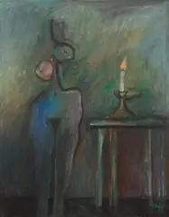 Alfred Kornberger, Akt mit Kerze, 1994, oil on canvas; unframed