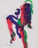 Stehender Akt in Rot und Blau by Alfred Kornberger, mixed media on paper; framed, sold Oct 2026