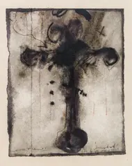 Ernst Len, Kreuztot, mixed media on paper; framed