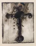 Kreuztot by Ernst Len, mixed media on paper; framed, sold Oct 2026