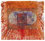 Untitled by Hermann Nitsch, 2007, etching over action painting (Schüttbild) on laid paper; unframed, sold Oct 2026