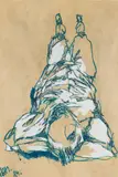 Untitled (nude) by Hannes Mlenek, 1984, blue fibre-tip pen, acrylic on paper; framed, sold Oct 2026