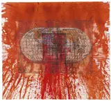 Untitled by Hermann Nitsch, 2007, etching over action painting (Schüttbild) on laid paper; unframed, sold Oct 2026