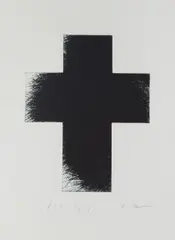 Arnulf Rainer, Cross, etching on laid paper; framed