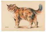 Cat by Norbertine Bresslern-Roth, pastel on paper; framed, sold Oct 2026