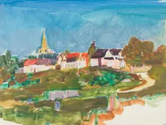 Klein-Pöchlarn by Josef Dobrowsky, 1960, watercolour, gouache on paper; framed, sold Oct 2026
