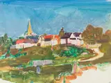 Klein-Pöchlarn by Josef Dobrowsky, 1960, watercolour, gouache on paper; framed, sold Oct 2026