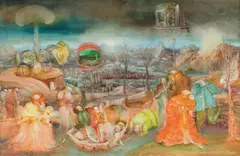 Untitled by Bernhard Eder, 1975, egg tempera on board; framed, sold Oct 2026