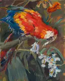 Ara by Carl Fahringer, mixed media on paper; framed, sold Oct 2026