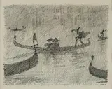 Carnevale Veneziano by Paul Flora, 1981, India ink, pencil and colour pencil on paper; framed, sold Oct 2026