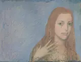 Portrait of Birgit Hutter by Ernst Fuchs, 1972, watercolour on canvas on cardboard; framed, sold Oct 2026