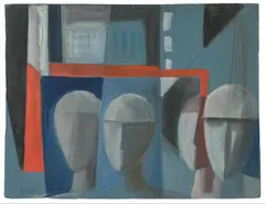 Karl Hauk, Steelworker, mixed media on paper; framed