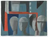 Steelworker by Karl Hauk, mixed media on paper; framed, sold Oct 2026