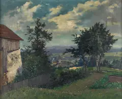 Hans Massmann, View towards Zwettl, 1943, oil on cardboard; framed