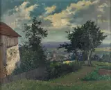 View towards Zwettl by Hans Massmann, 1943, oil on cardboard; framed, sold Oct 2026
