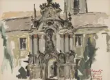 Dürnstein by Wilhelm Nicolaus Prachensky, 1928, mixed media on paper; framed, sold Oct 2026
