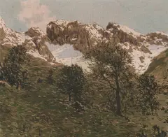 Siegfried Stoitzner, Mountain landscape, gouache on canvas on cardboard; framed