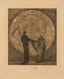 Astrology by Richard Teschner, 1935, etching, aquatint on paper; framed, sold Oct 2026