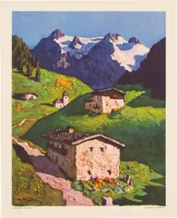 Alfons Walde, Mixed lot: Four prints ("Frühling in Tirol", "Sommer in Tirol", "Bergsommer", "Herbst in Tirol"), colour print; unframed