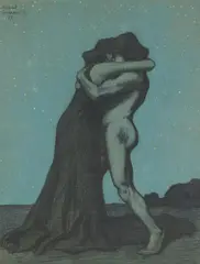 Richard Grimm, The Kiss, 1905, pastel on paper; framed